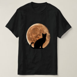 Halloween Katt Måne T Shirt