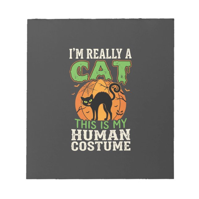 Halloween Katt Mänsklig Kostym Rolig Design Anteckningsblock (Framsida)