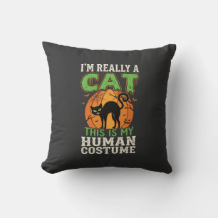 Halloween Katt Mänsklig Kostym Rolig Design Kudde