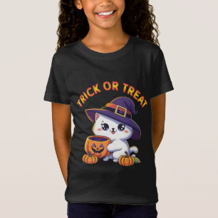 Halloween-katt med Jack O'Lantern Pumpkin T Shirt