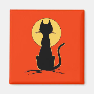 Halloween-katt med Måne ~ Magnet