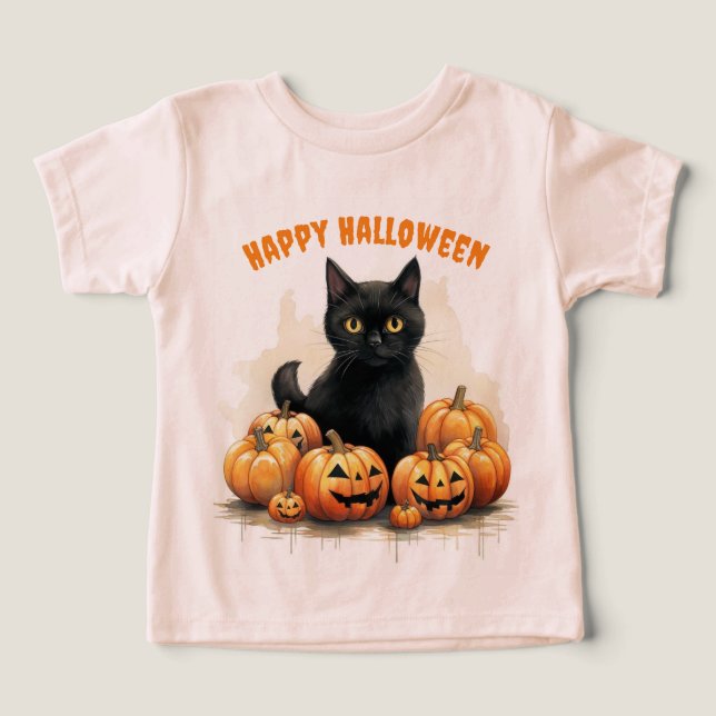 Halloween-katt med pumpor t shirt (Design Framsida)