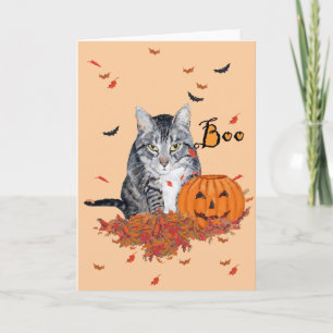 Halloween Katt med Tabbymönster Kort