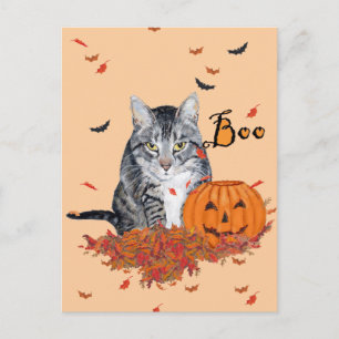 Halloween Katt med Tabbymönster Vykort