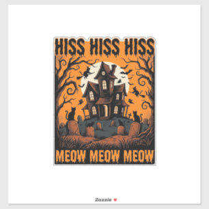 Halloween Katt Mjao Kuslig Vintage Häxhus Klistermärken