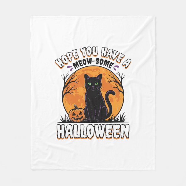 Halloween Katt Mysig Vintage Gravyr Design_1 Fleecefilt (Framsidan)