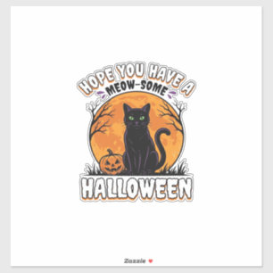 Halloween Katt Mysig Vintage Gravyr Design_1 Klistermärken