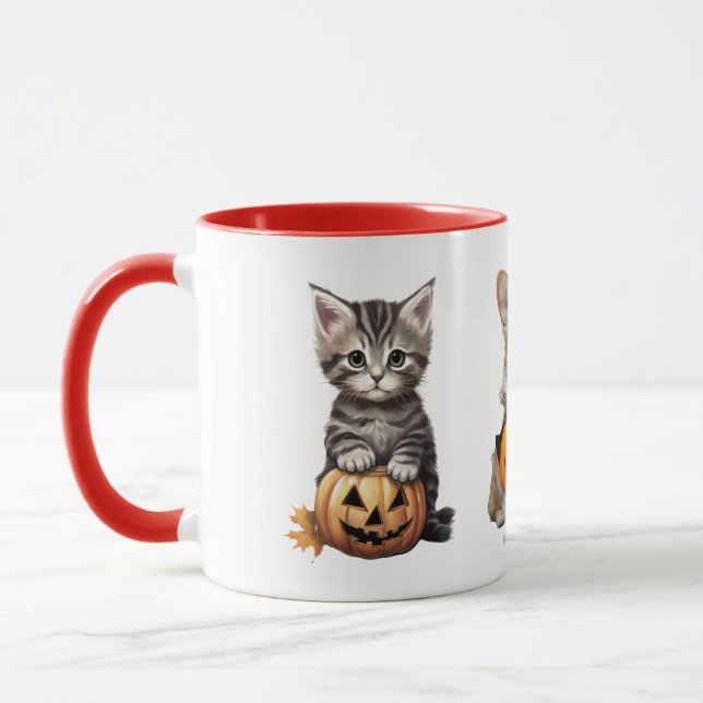 Halloween Katt och Hund" Cute Autumn Mugg (Vänster)