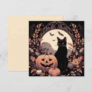 Halloween Katt och Jack-o'lantern Kuslig Kort