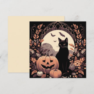 Halloween Katt och Jack-o'lantern Kuslig Kort