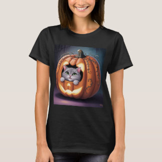Halloween Katt och Pumpkin T Shirt