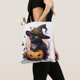 Halloween Katt och Pumpkin Tygkasse
