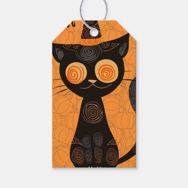 Halloween/katt/pumpkin/fall Presentetikett (Framsidan)