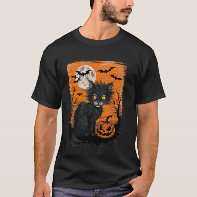 Halloween Katt Rolig Katt Halloween Tee För Kvinno (Framsida)