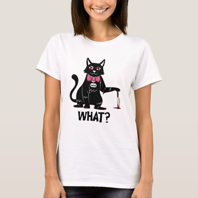 Halloween Katt Rolig Skräck Kattunge T Shirt (Framsida)