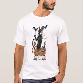 halloween katt skräck konst graffiti t shirt
