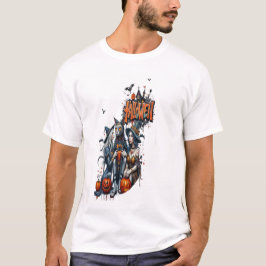 halloween katt skräck konst graffiti t shirt