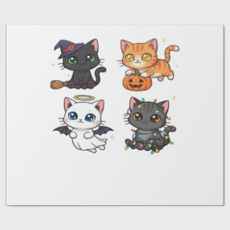 Halloween Katt Skräckinjagande och Stylisch Katt- Presentpapper
