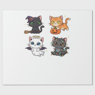 Halloween Katt  Skräckinjagande och Stylish Katt-i Presentpapper