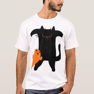 Halloween katt skrämda t shirt