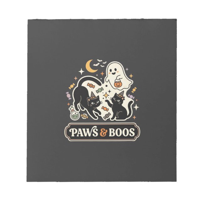 Halloween Katt Spök Magi Anteckningsblock (Framsida)