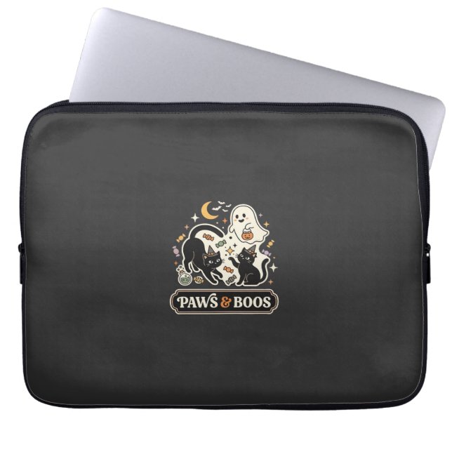 Halloween Katt Spök Magi Laptop Fodral (Framsidan)