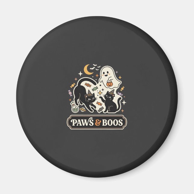 Halloween Katt Spök Magi Magnet (Framsidan)