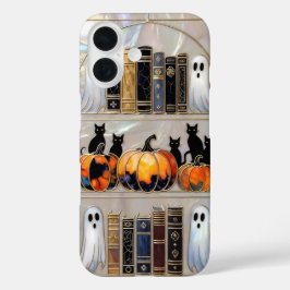 Halloween Katt Spök Telefonskal Pumpa Böckerhylla