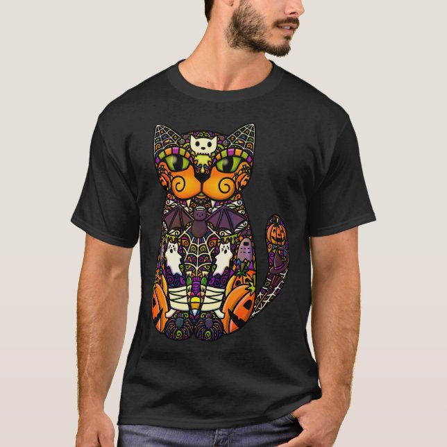 Halloween Katt T Shirt (Framsida)
