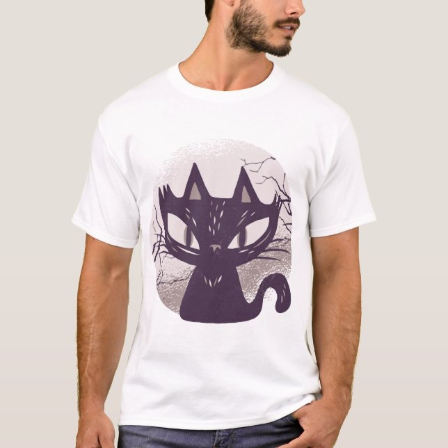 Halloween-katt T Shirt (Framsida)