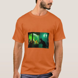 Halloween-katt tittar vid klo maskin t-shirt
