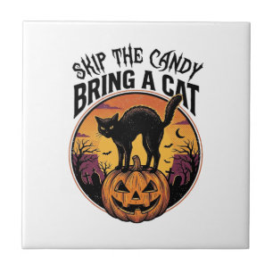 Halloween Katt Tröja för Skum Katt Älskare Present Kakelplatta