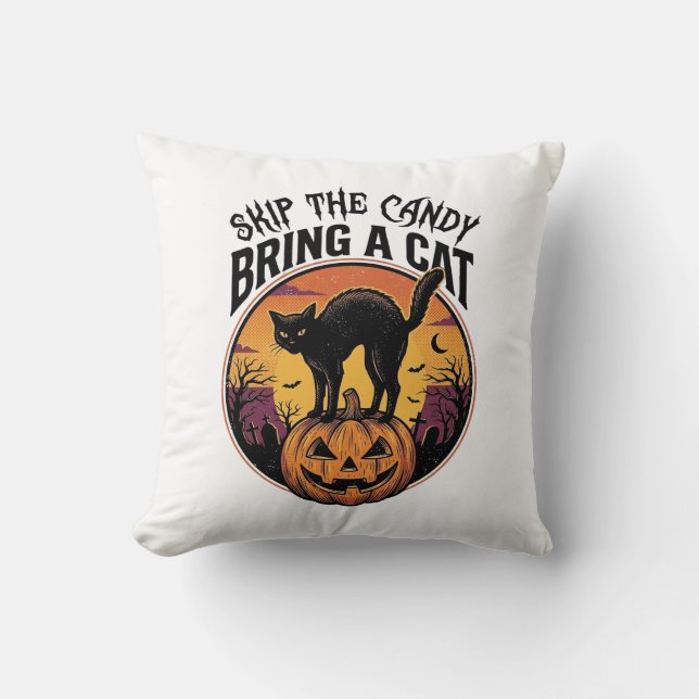 Halloween Katt Tröja för Skum Katt Älskare Present Kudde (Framsida)