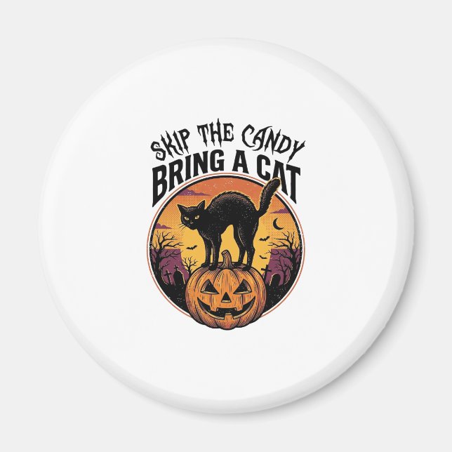 Halloween Katt Tröja för Skum Katt Älskare Present Magnet (Framsidan)
