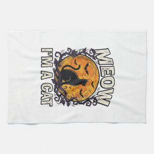 Halloween Katt Tröja Meow Jag Är En Katt Vintage Kökshandduk