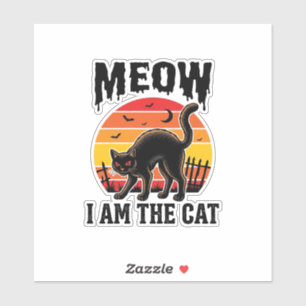 Halloween Katt Tröja Meow Vintage Svart Katt Desig Klistermärken