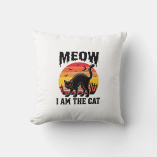 Halloween Katt Tröja Meow Vintage Svart Katt Desig Kudde