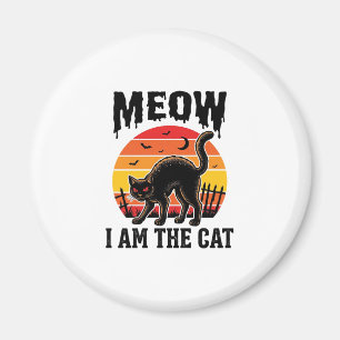 Halloween Katt Tröja Meow Vintage Svart Katt Desig Magnet