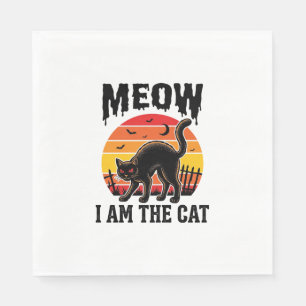 Halloween Katt Tröja Meow Vintage Svart Katt Desig Pappersservett