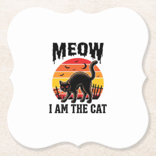 Halloween Katt Tröja Meow Vintage Svart Katt Desig Underlägg Papper