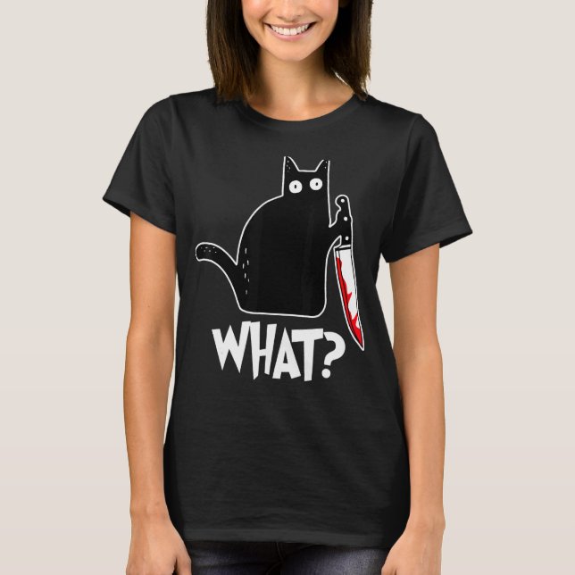 Halloween Katt vad T Shirt (Framsida)