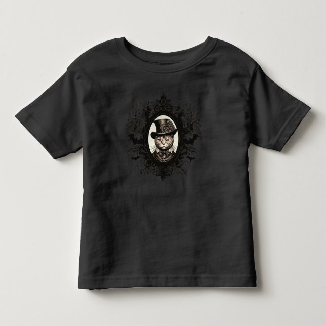 Halloween Katt, Vampire Katt, damhakar T Shirt (Framsida)