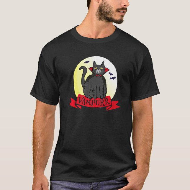 Halloween Katt Vampurr Vampire Grumpy Kitty Dräkt T Shirt (Framsida)