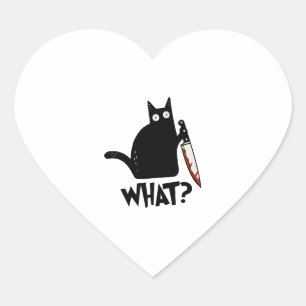 Halloween-katt vilken mörk, svart katt med Knivar Hjärtformat Klistermärke
