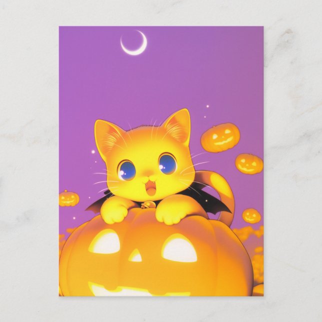 Halloween Katt Vykort (Framsida)