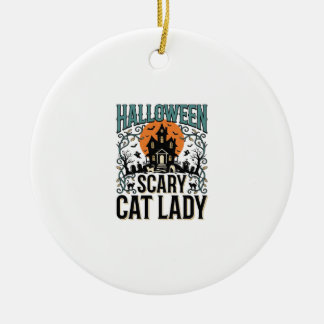 Halloween Kattdam Haunted Hus Vintage_1 Julgransprydnad Keramik
