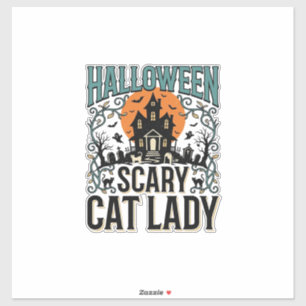 Halloween Kattdam Haunted Hus Vintage_1 Klistermärken