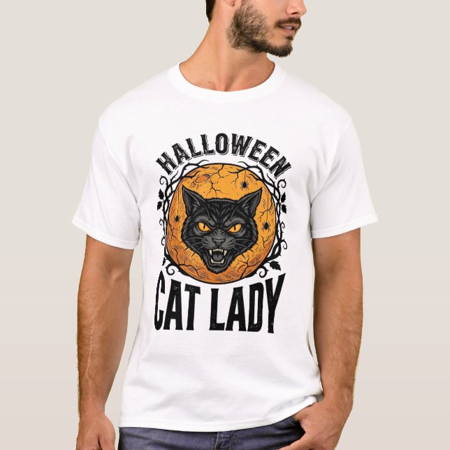 Halloween Kattdam Vintage Svart Katt Tröja Design (Framsida)
