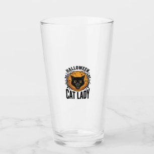 Halloween Kattdam Vintage Svart Katt Tröja Design Glaskopp