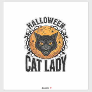 Halloween Kattdam Vintage Svart Katt Tröja Design Klistermärken